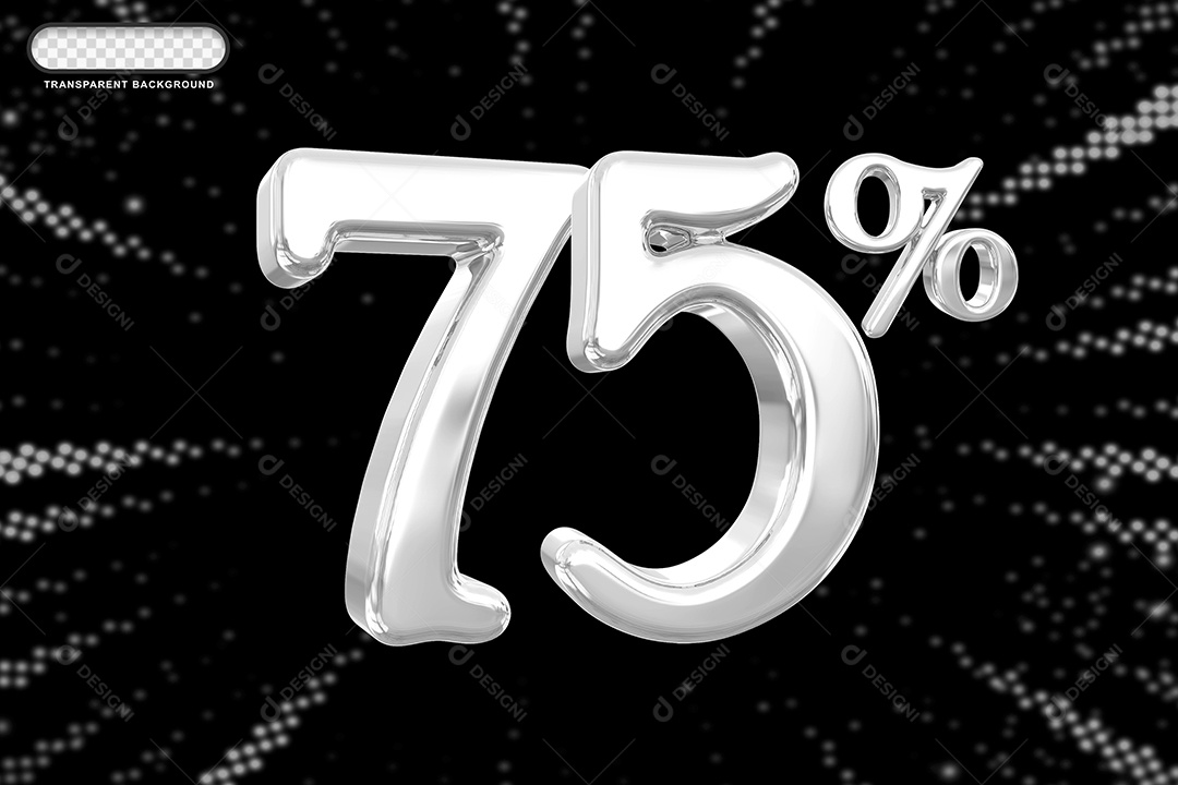 Número de Desconto 75% Elemento 3D Prata para Composição PSD