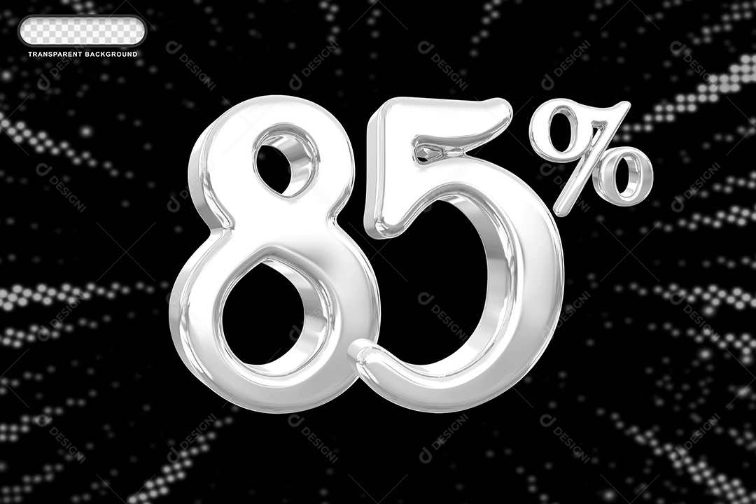 Número de Desconto 85% Elemento 3D Prata para Composição PSD