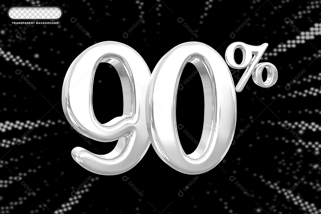 Número de Desconto 90% Elemento 3D Prata para Composição PSD