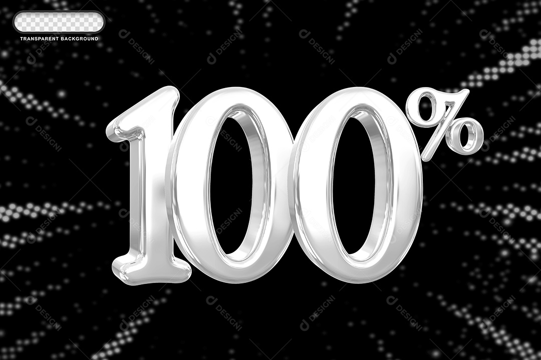 Número de Desconto 100% Elemento 3D Prata para Composição PSD