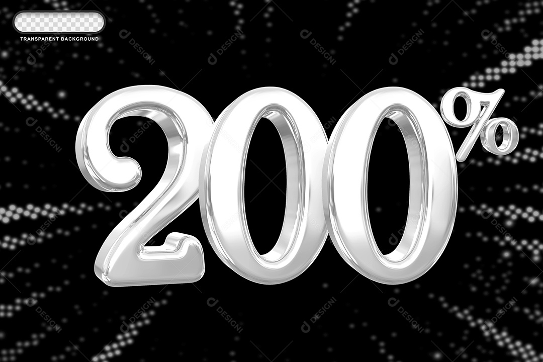 Número de Desconto 200% Elemento 3D Prata para Composição PSD