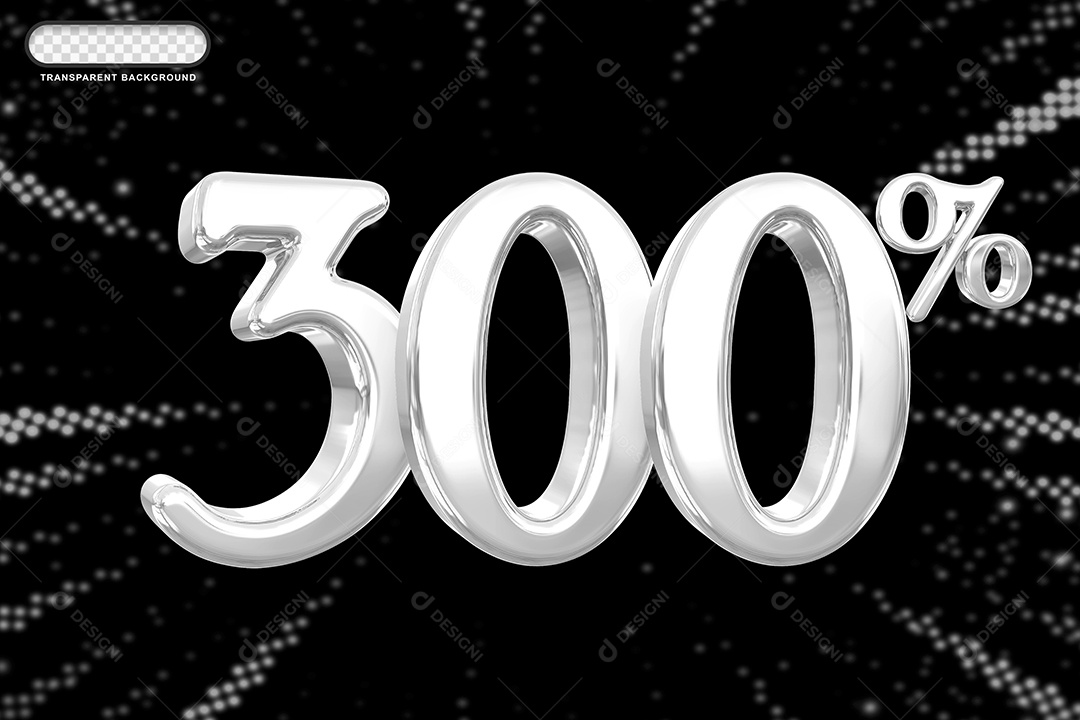 Número de Desconto 300% Elemento 3D Prata para Composição PSD