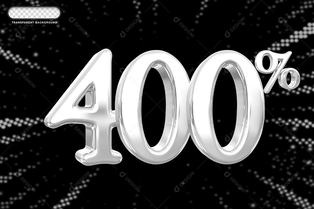 Número de Desconto 400% Elemento 3D Prata para Composição PSD