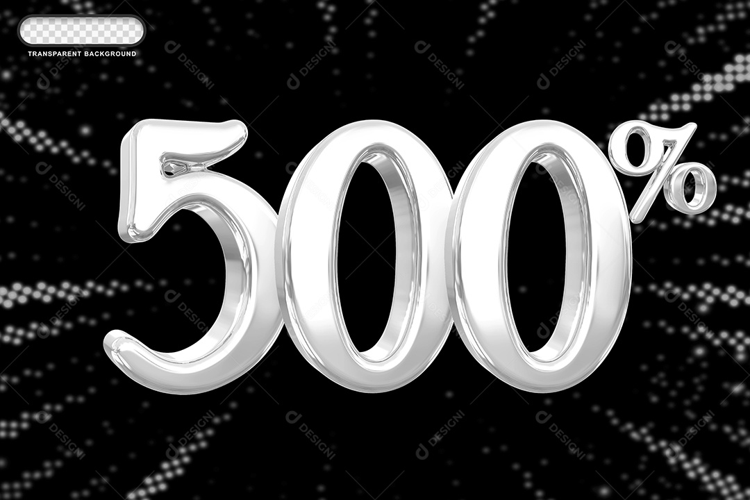 Número de Desconto 500% Elemento 3D Prata para Composição PSD