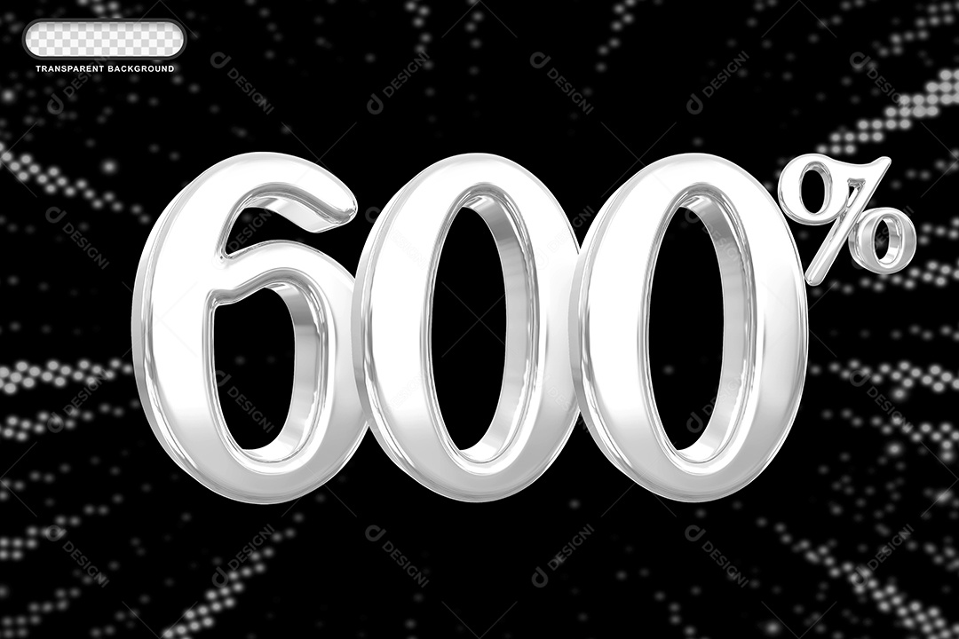 Número de Desconto 600% Elemento 3D Prata para Composição PSD