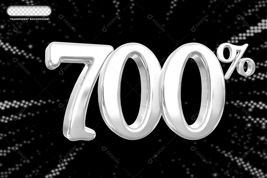 Número de Desconto 700% Elemento 3D Prata para Composição PSD