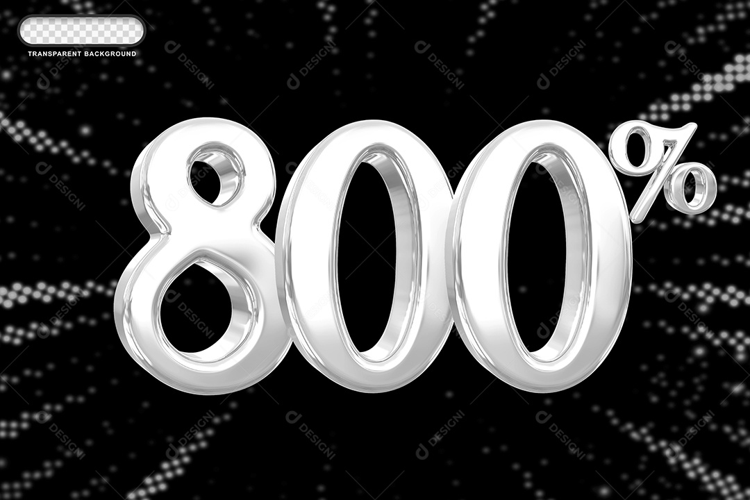 Número de Desconto 800% Elemento 3D Prata para Composição PSD