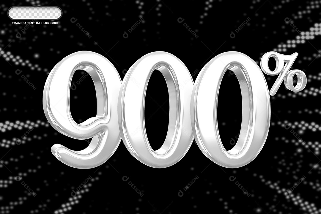 Número de Desconto 900% Elemento 3D Prata para Composição PSD