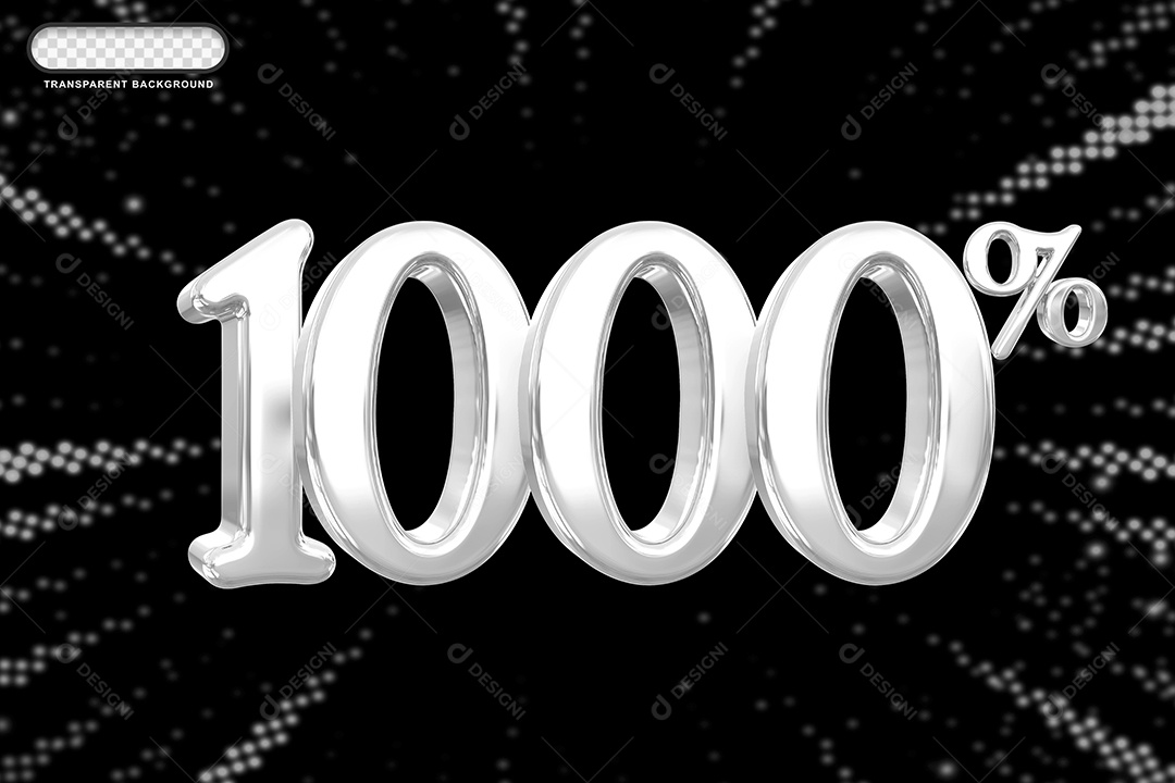 Número de Desconto 1000% Elemento 3D Prata para Composição PSD