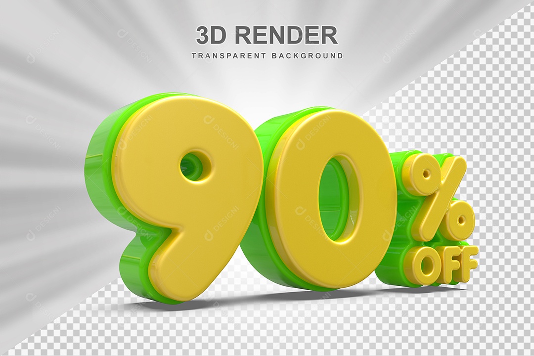 Número de Desconto 95% Elemento 3D Amarelo E Verde para Composição PSD