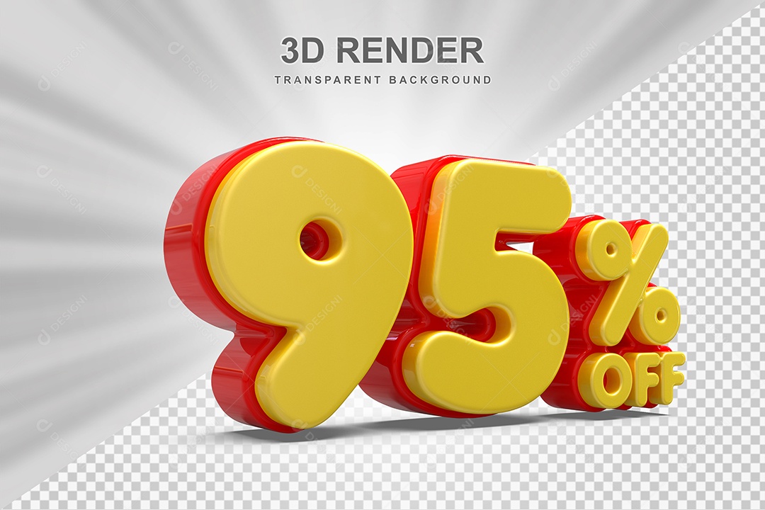 Número de Desconto 95% Elemento 3D Amarelo E Vermelho para Composição PSD