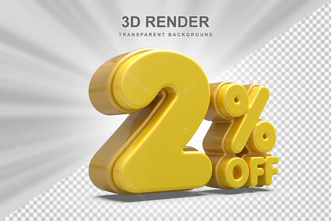 Número de Desconto 95% Elemento 3D Amarelo  para Composição PSD