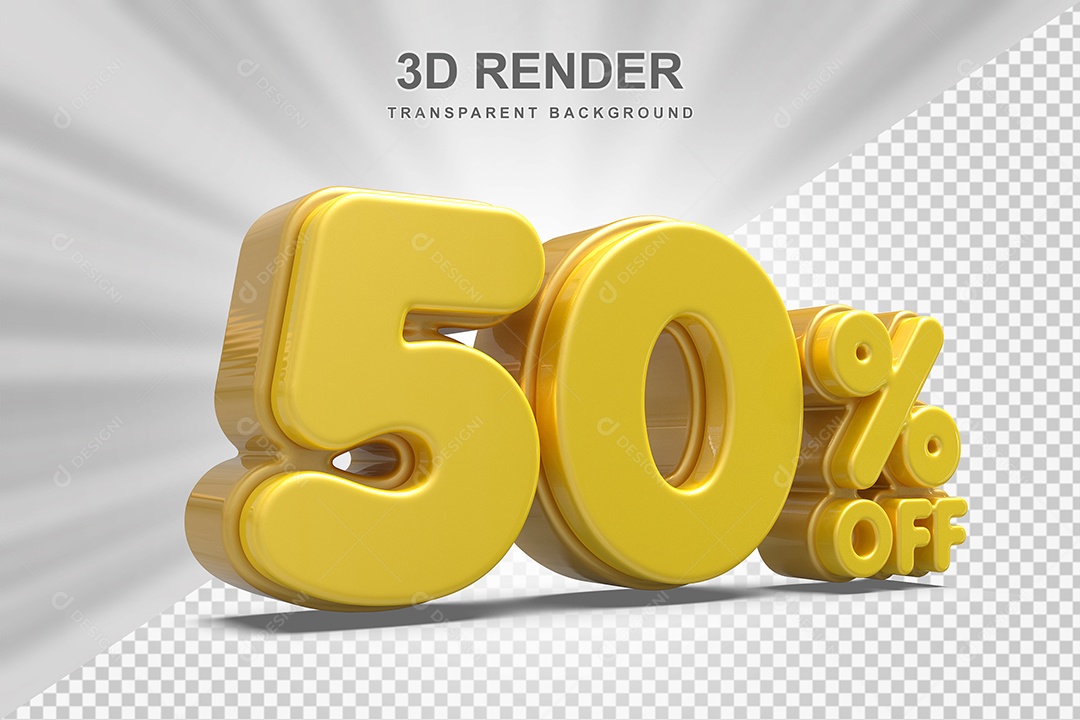 Número de Desconto 95% Elemento 3D Amarelo  para Composição PSD