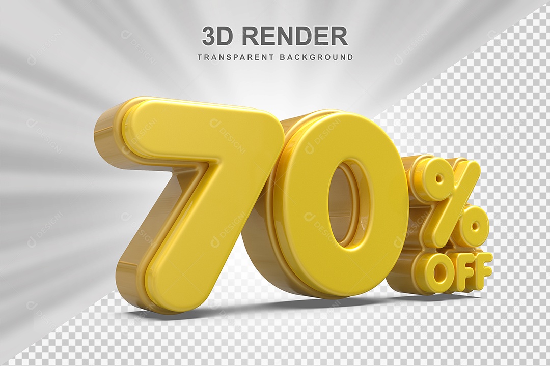 Número de Desconto % Elemento 3D Amarelo  para Composição PSD