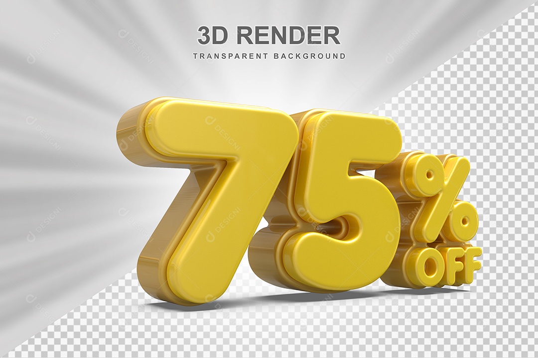 Número de Desconto 95% Elemento 3D Amarelo  para Composição PSD