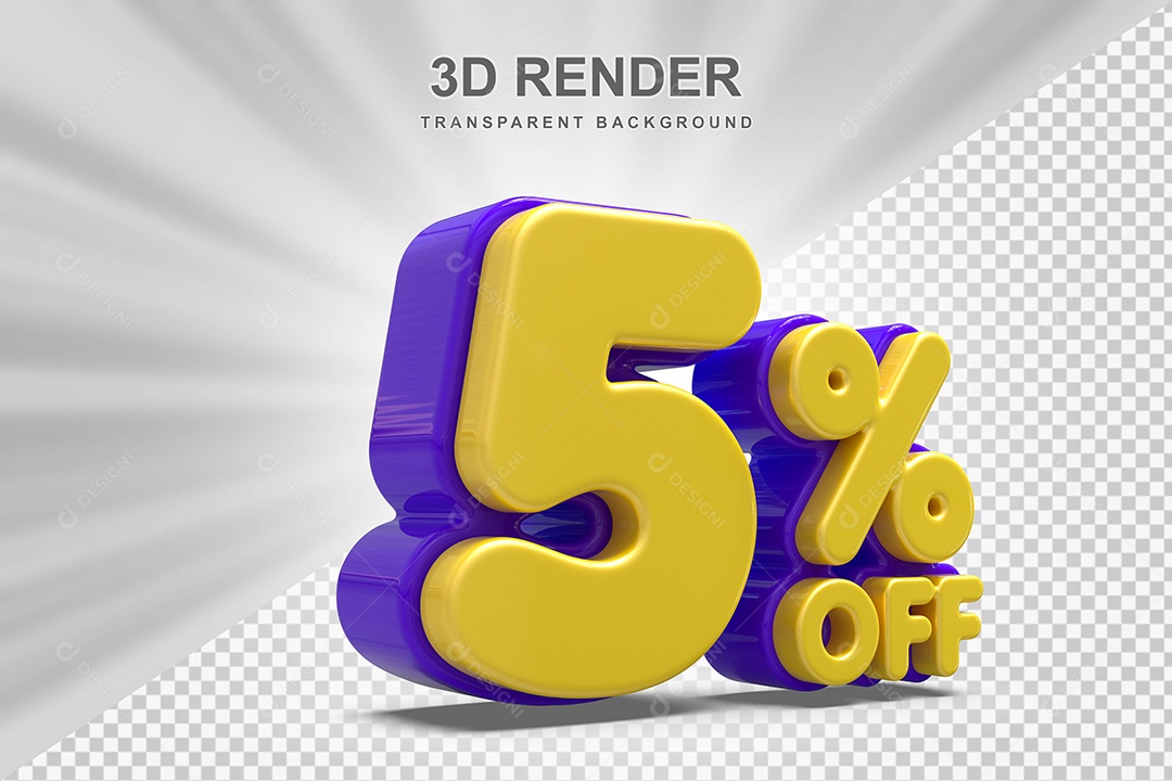 Número de Desconto % Elemento 3D Amareloe E Roxo para Composição PSD