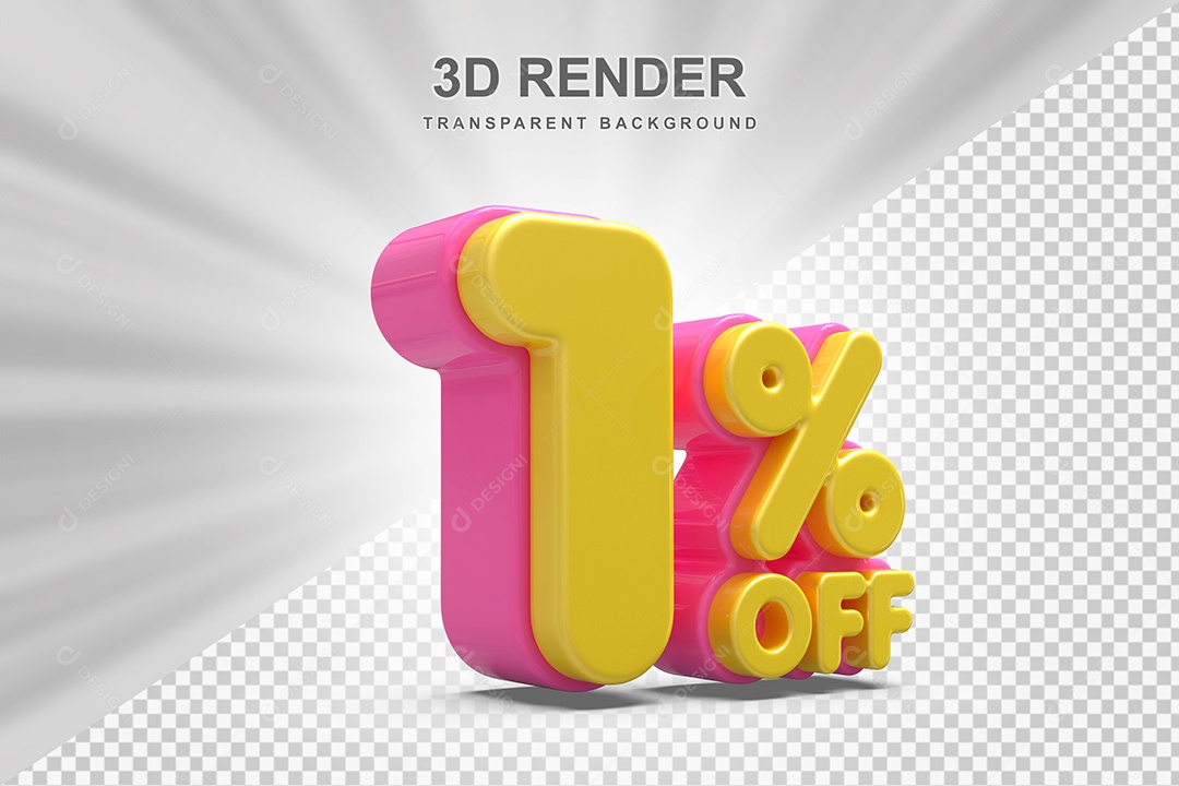 Número de Desconto 95% Elemento 3D Amareloe E Rosa para Composição PSD