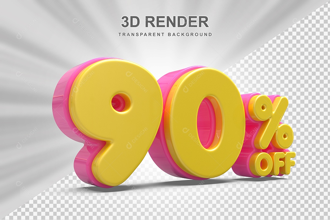 Número de Desconto 95% Elemento 3D Amareloe E Rosa para Composição PSD