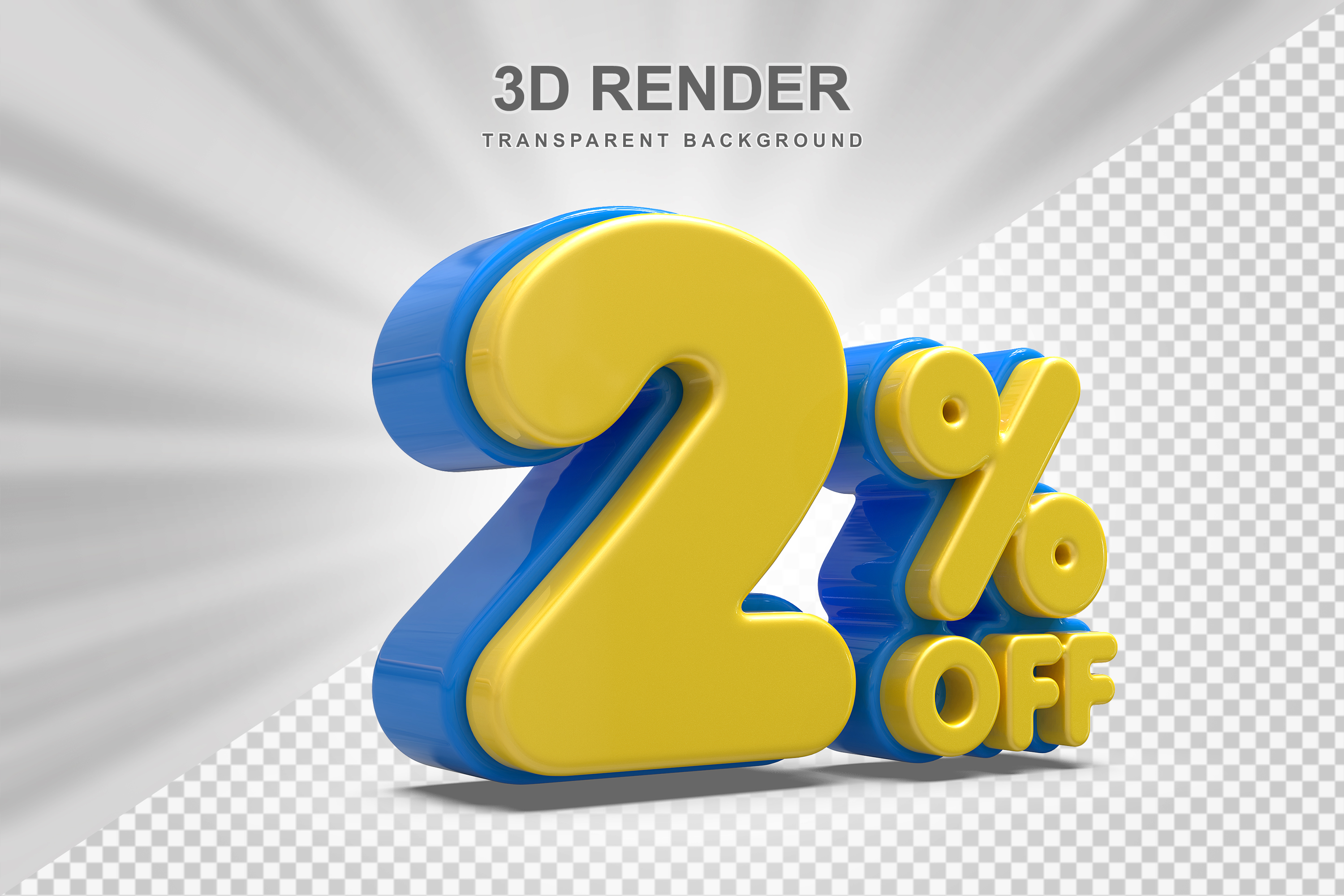 Número de Desconto 2% Elemento 3D Amarelo para Composição PSD