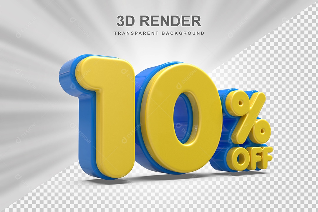 Número de Desconto 5% Elemento 3D Amarelo para Composição PSD