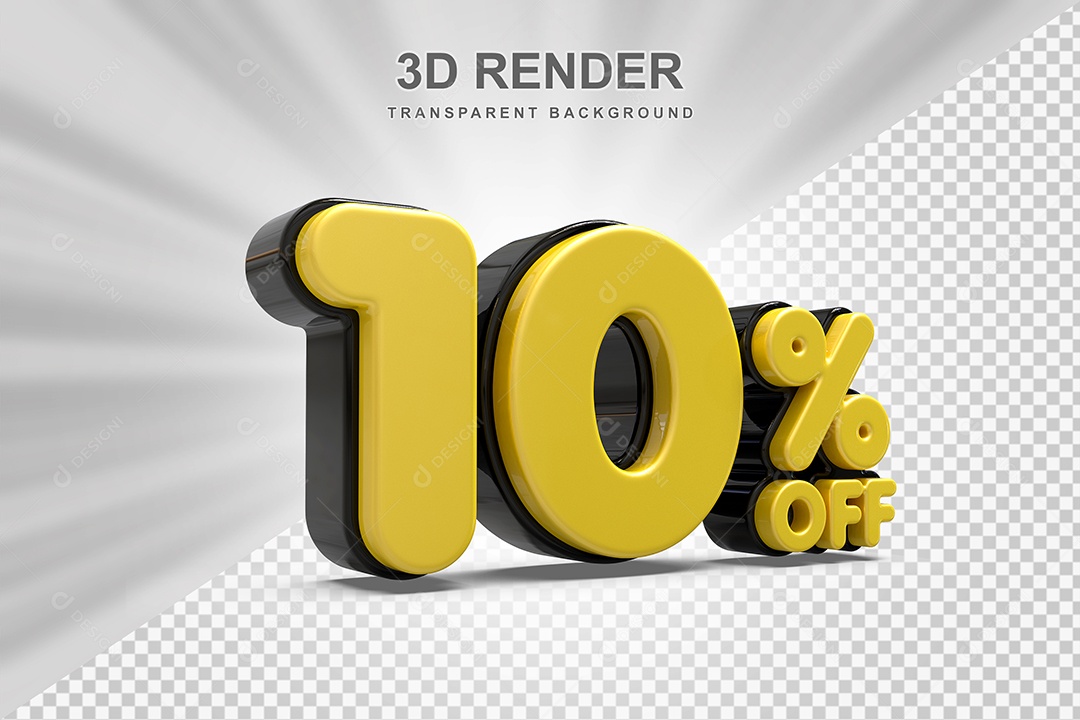 Número de Desconto 4% Elemento 3D Amarelo para Composição PSD