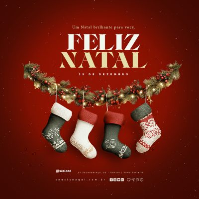 Feliz Natal 25 de Dezembro Social Media PSD Editável