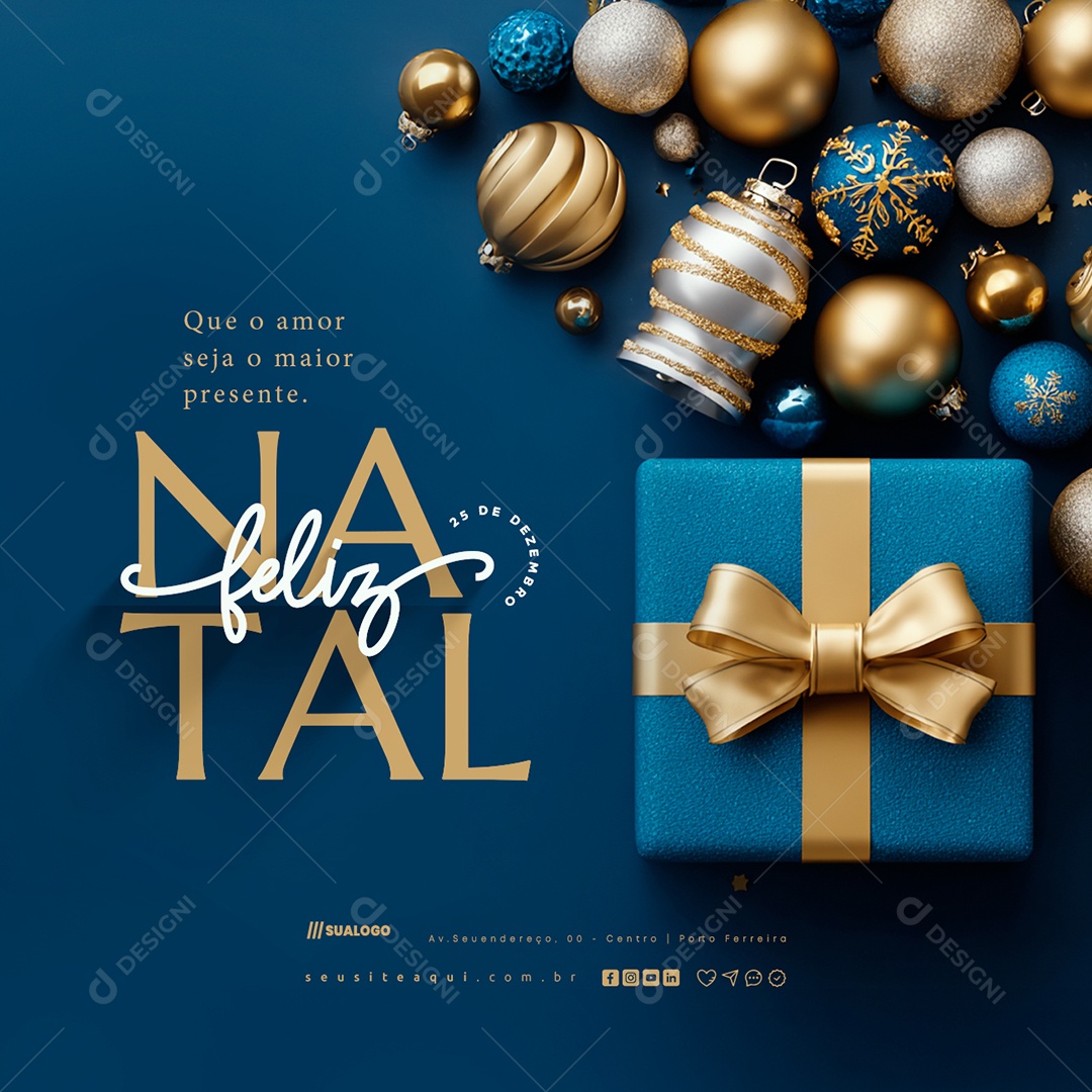Feliz Natal 25 de Dezembro Que o Amor Seja o Maior Presente Social Media PSD Editável