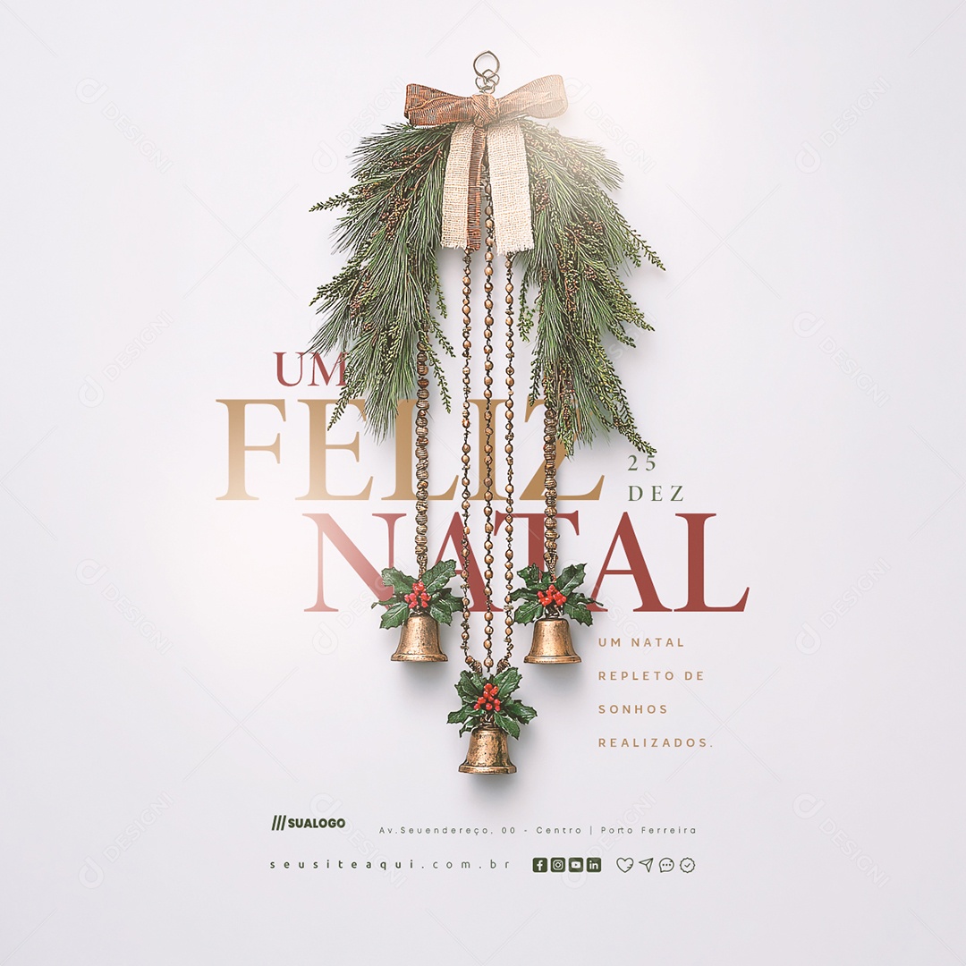 Um Feliz Natal 25 de Dezembro Social Media PSD Editável