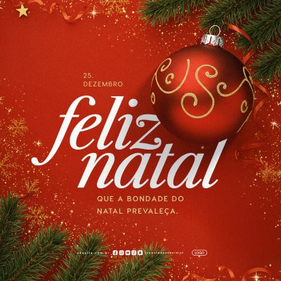 Feliz Natal 25 de Dezembro Social Media PSD Editável
