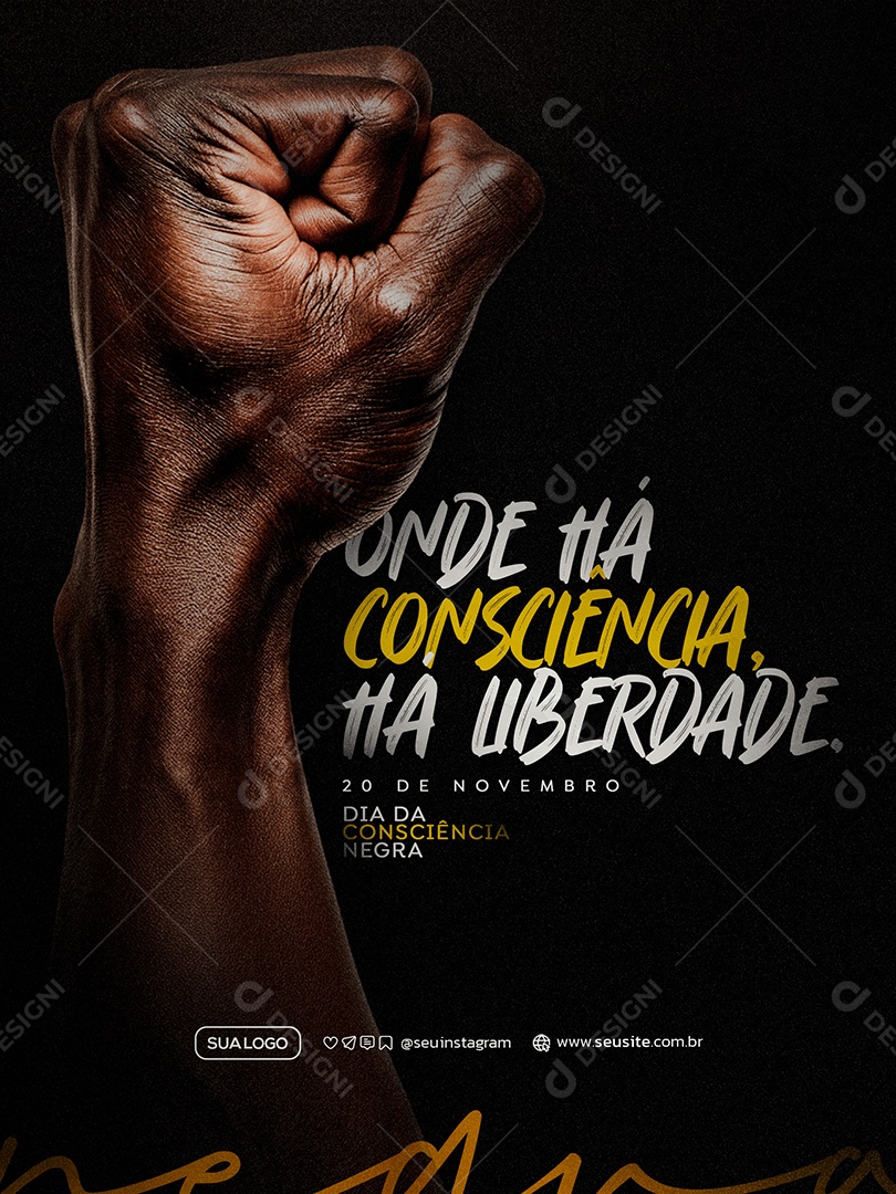 Dia da Consciência Negra 20 de Novembro Social Media PSD Editável