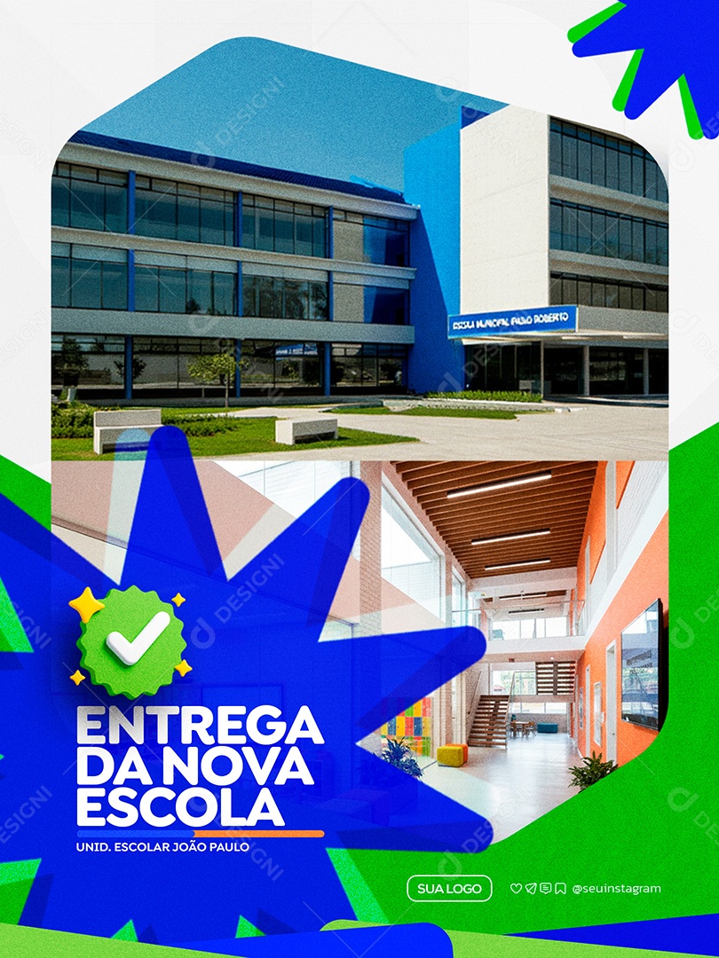 Entrega da Nova Escola Prefeitura Social Media PSD Editável