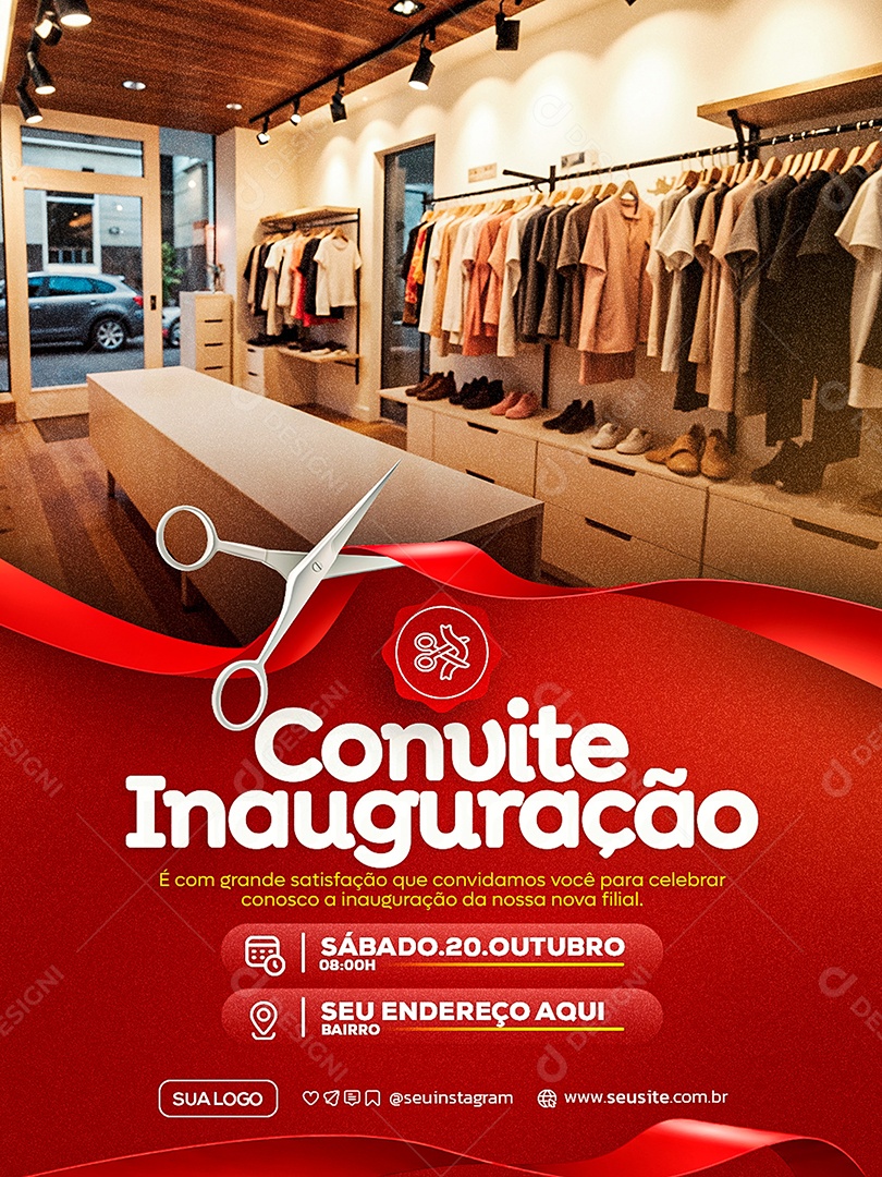 Convite de Inauguração Social Media PSD Editável
