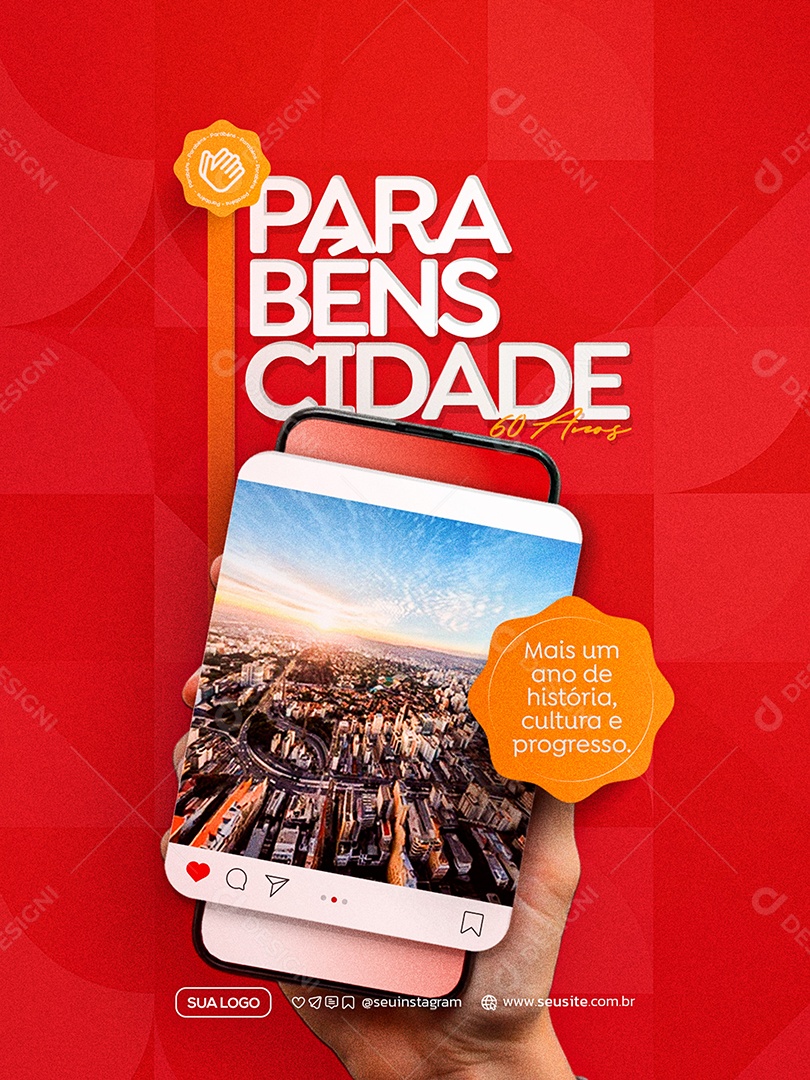 Parabéns Cidade Social Media PSD Editável