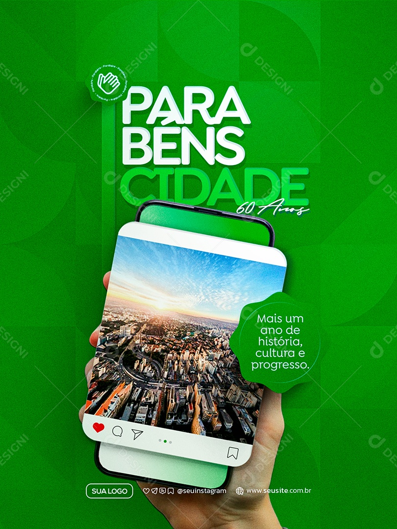 Parabéns Cidade Social Media PSD Editável