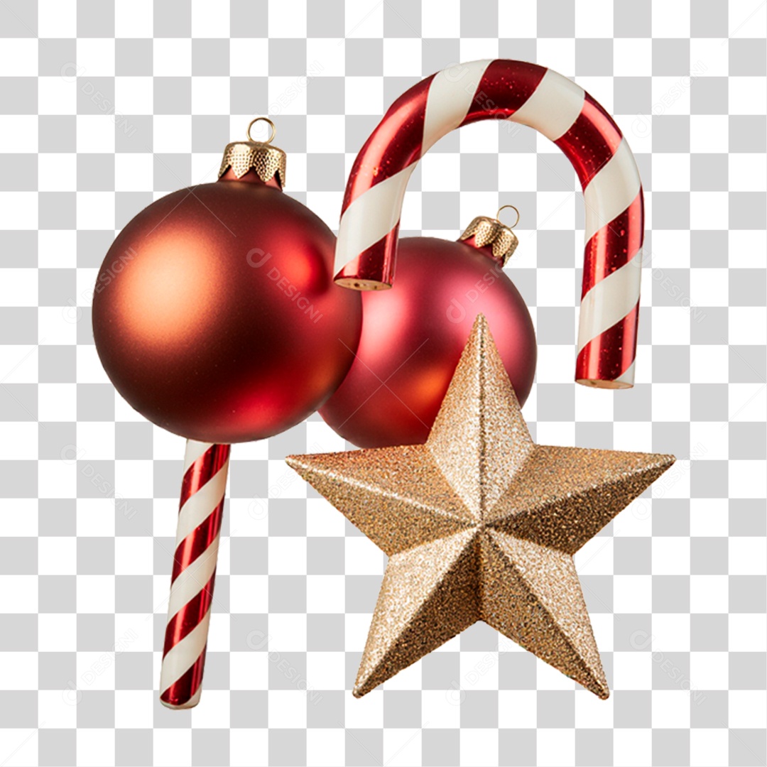 Elemento 3D Bola de Natal PNG Transparente