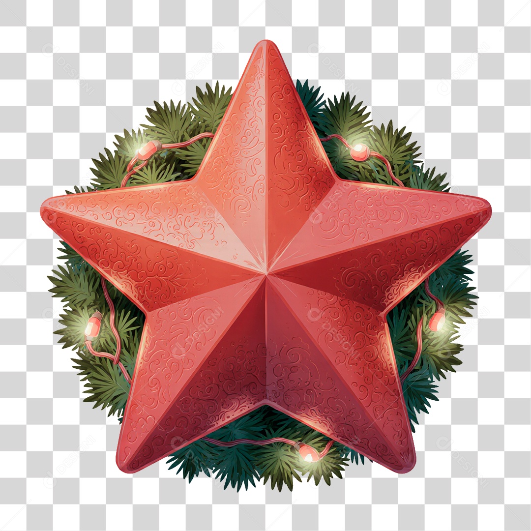 Elemento 3D Estrela Natalina PNG Transparente