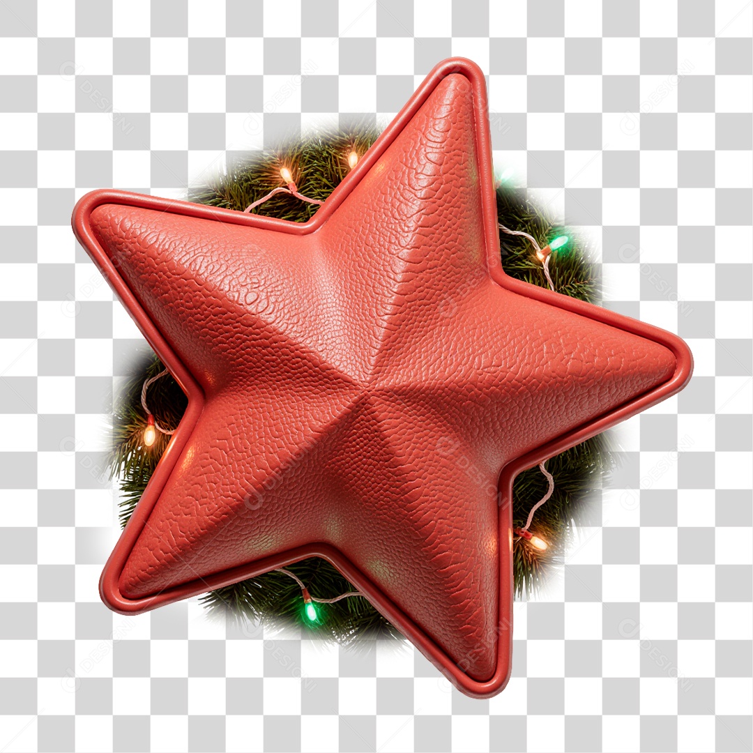 Elemento 3D Estrela Natalina PNG Transparente