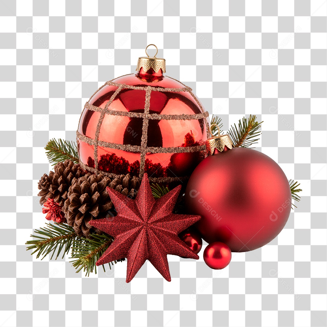 Elemento 3D Bola de Natal PNG Transparente