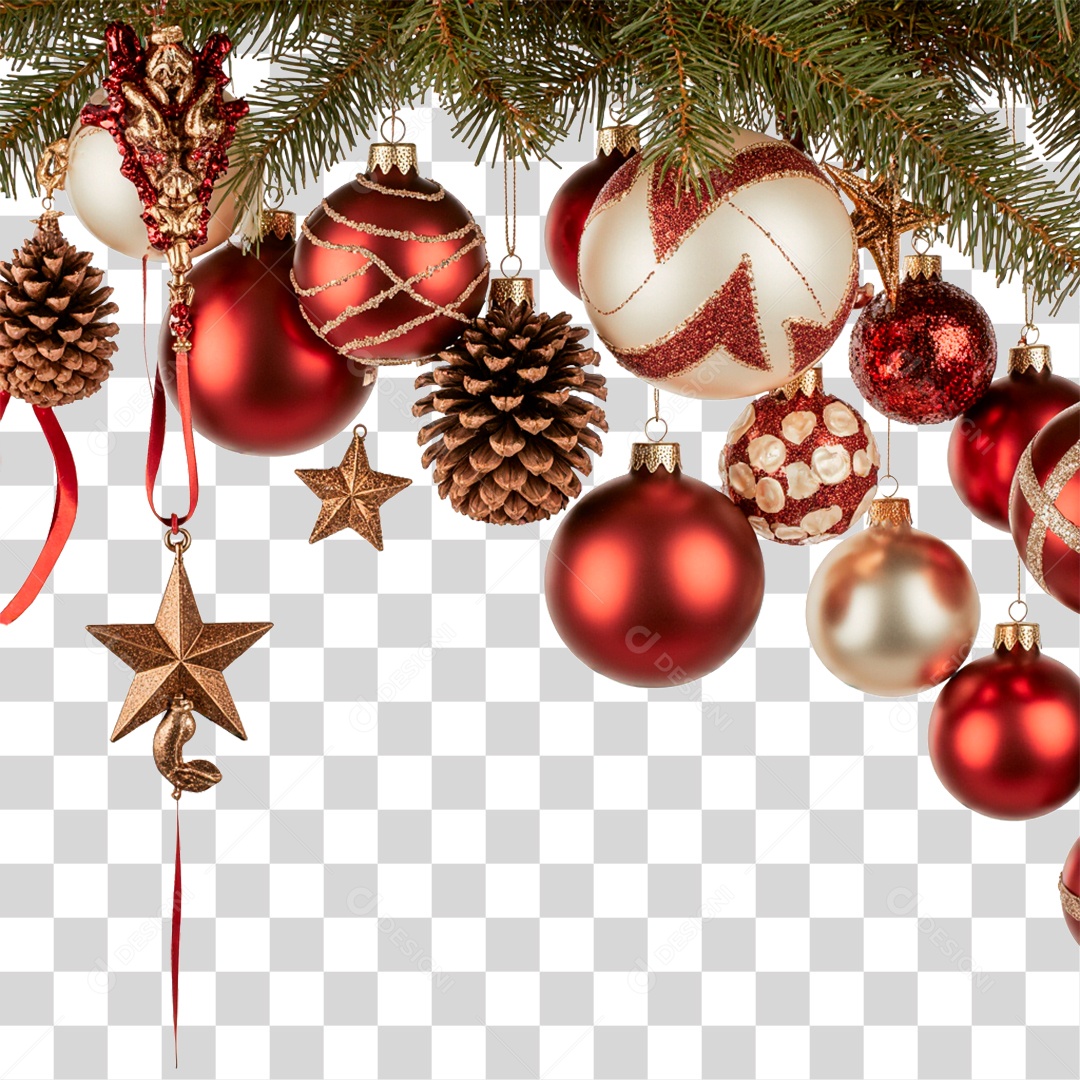 Elemento 3D Bola de Natal PNG Transparente