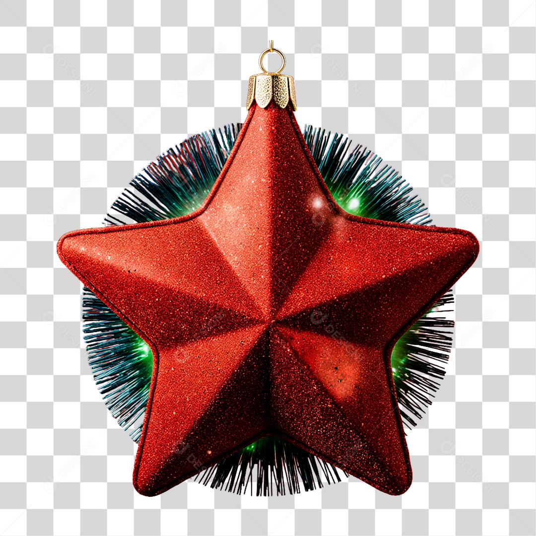 Elemento 3D Estrela Natalina PNG Transparente