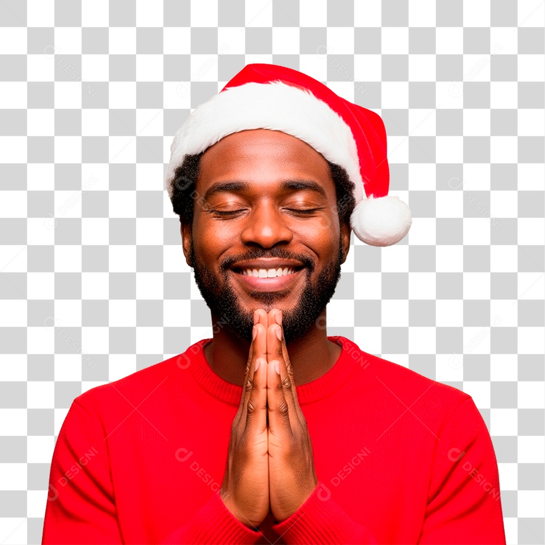 Homem com Gorro de Papai Noel PNG Transparente