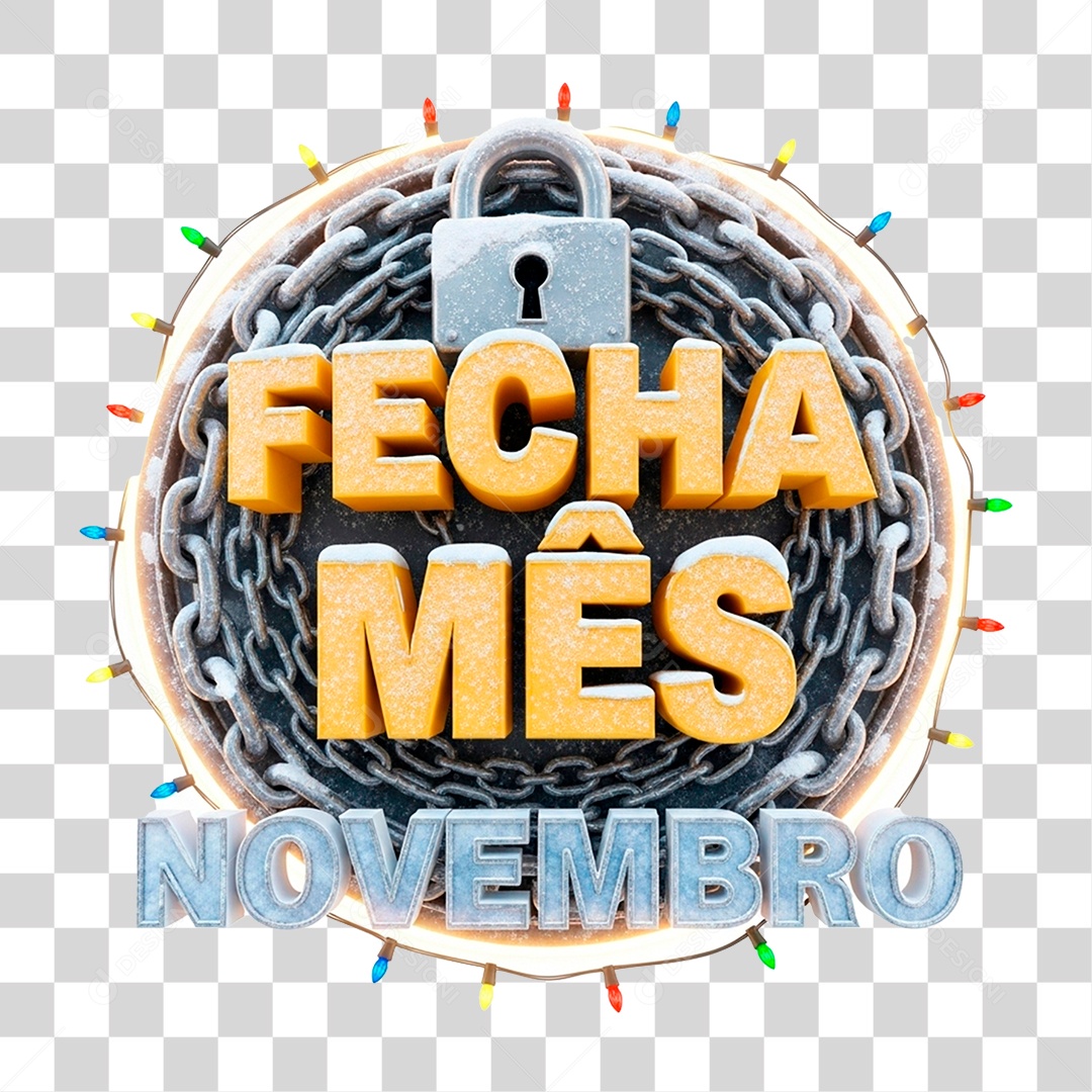 Selo 3D Fecha Mês de Novembro PNG Transparente