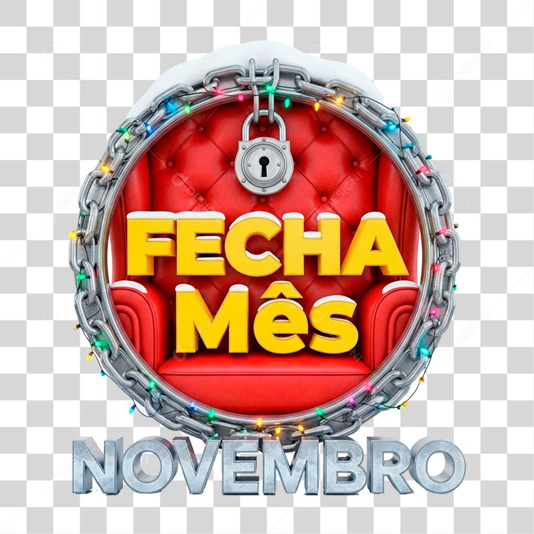 Selo 3D Fecha Mês de Novembro PNG Transparente