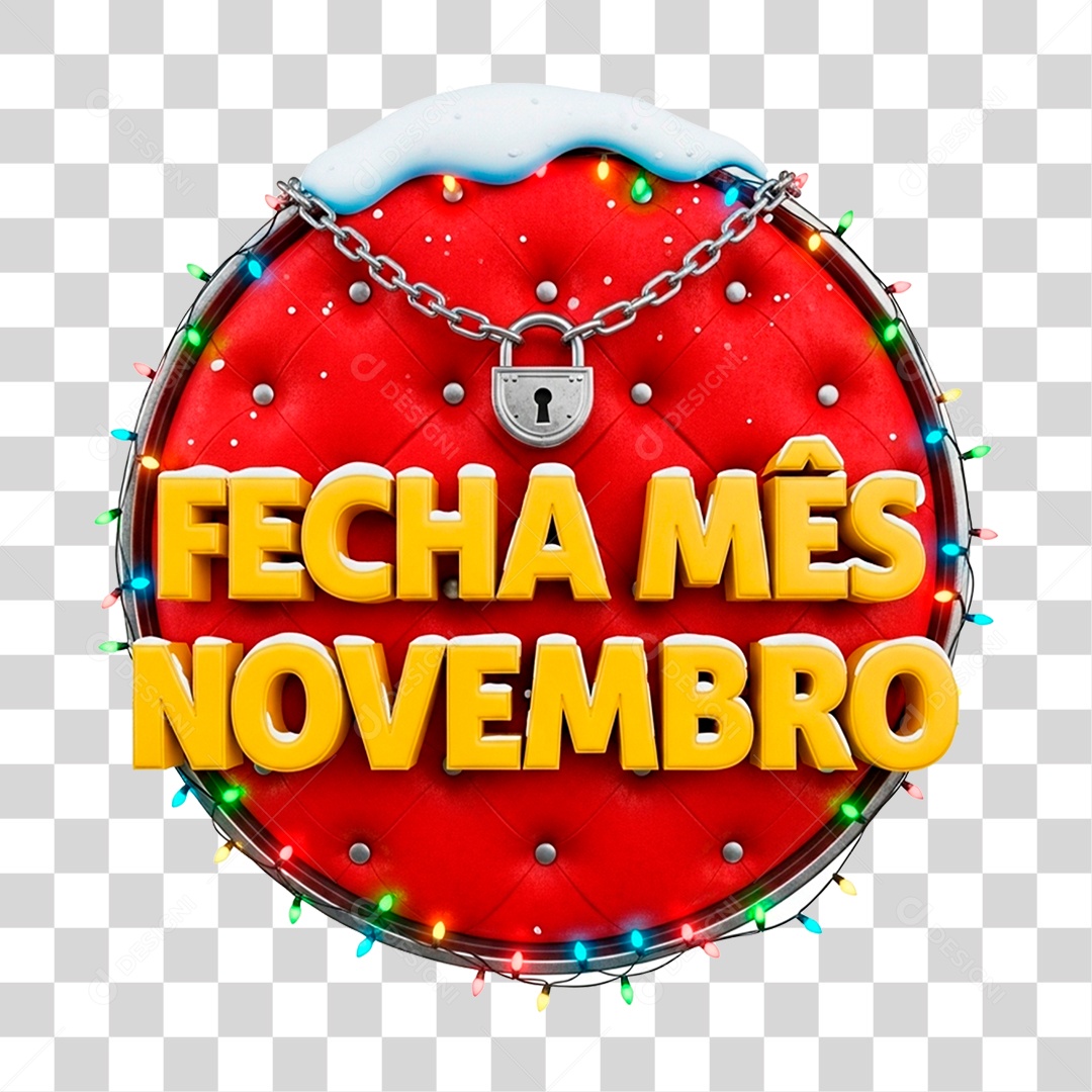 Selo 3D Fecha Mês de Novembro PNG Transparente