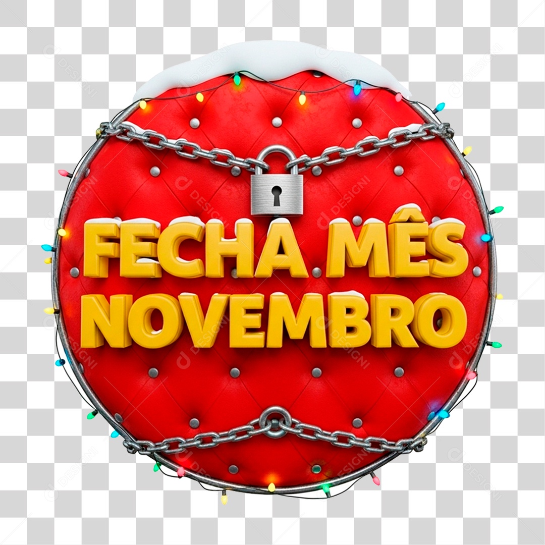 Selo 3D Fecha Mês de Novembro PNG Transparente