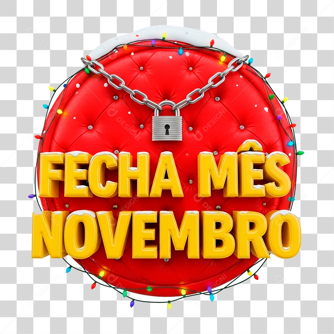 Selo 3D Fecha Mês de Novembro PNG Transparente