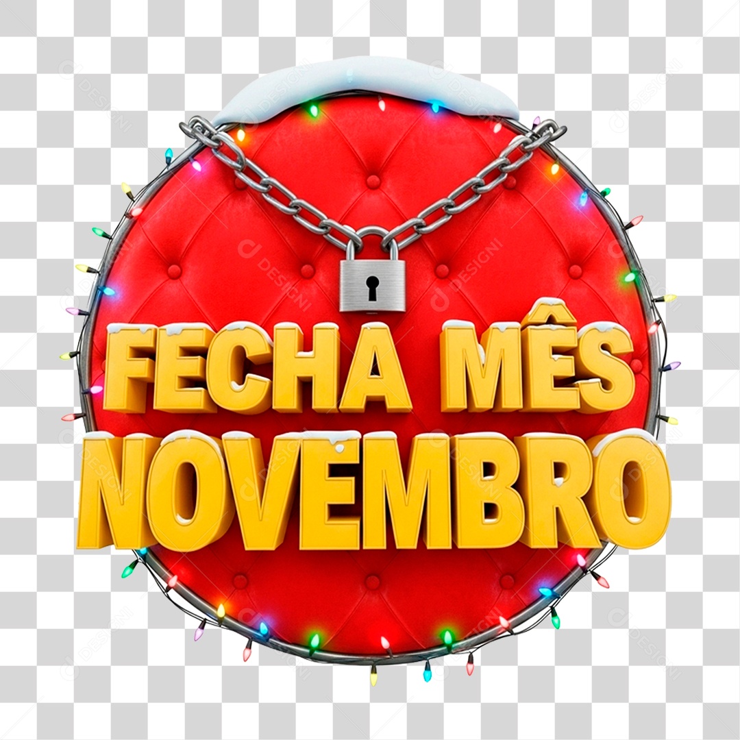 Selo 3D Fecha Mês de Novembro PNG Transparente