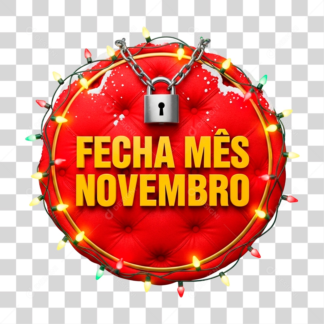 Selo 3D Fecha Mês de Novembro PNG Transparente