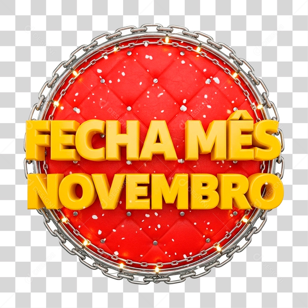 Selo 3D Fecha Mês de Novembro PNG Transparente