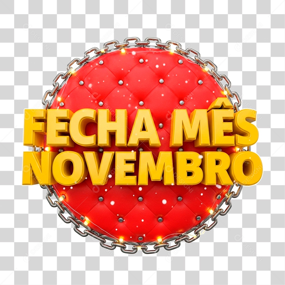 Selo 3D Fecha Mês de Novembro PNG Transparente